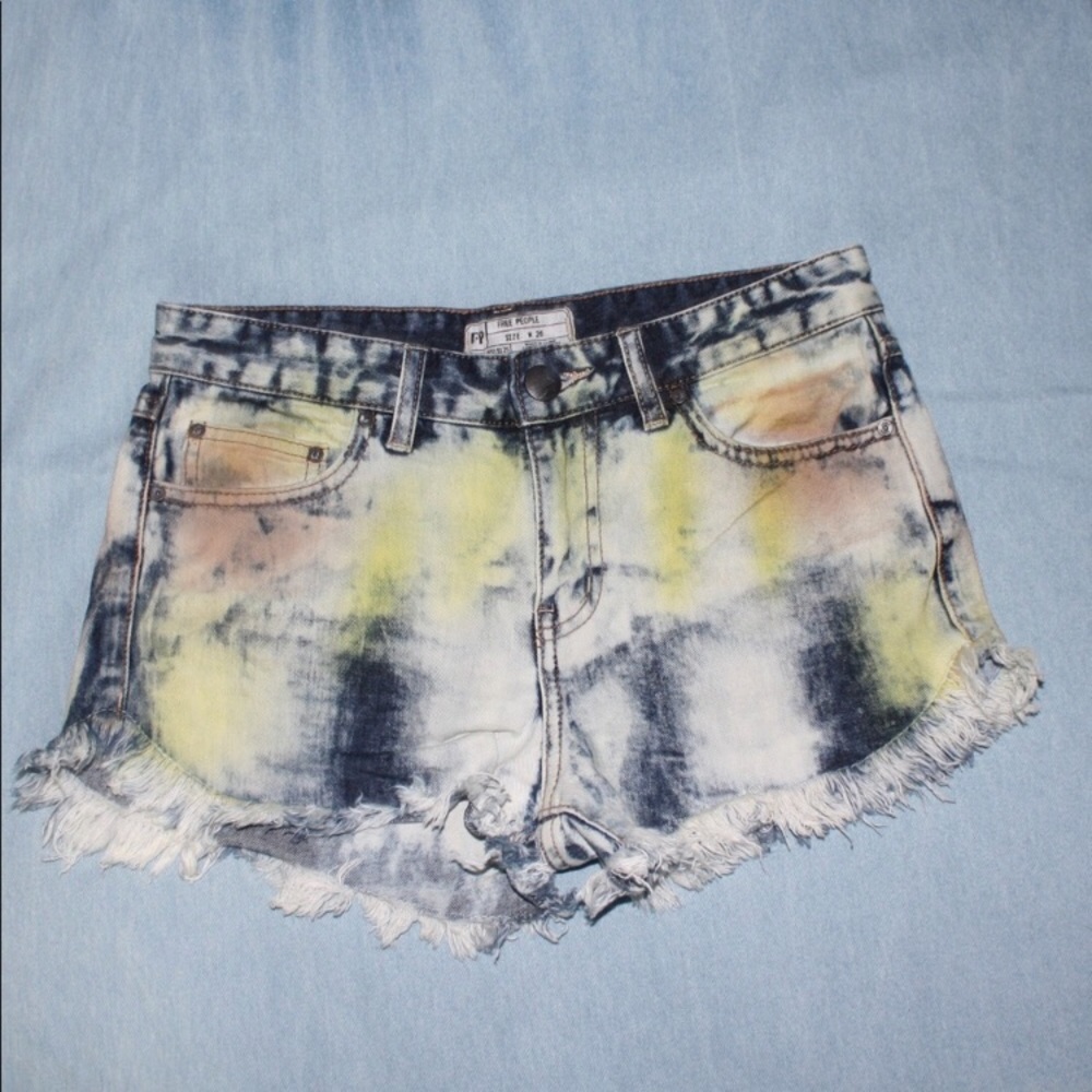 Free people acid wash, colorful shorts